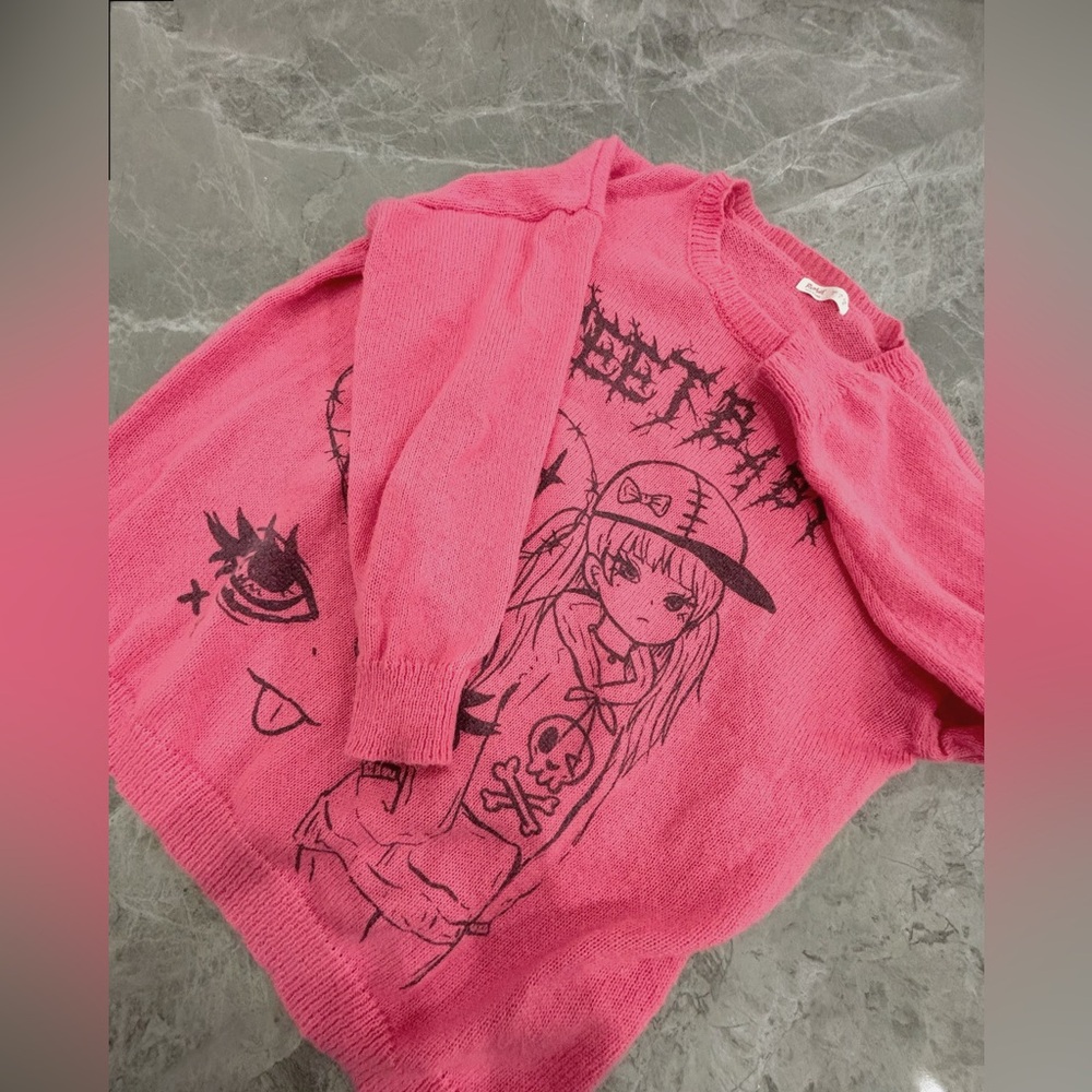 ROMWE Pink Kawaii Sweater